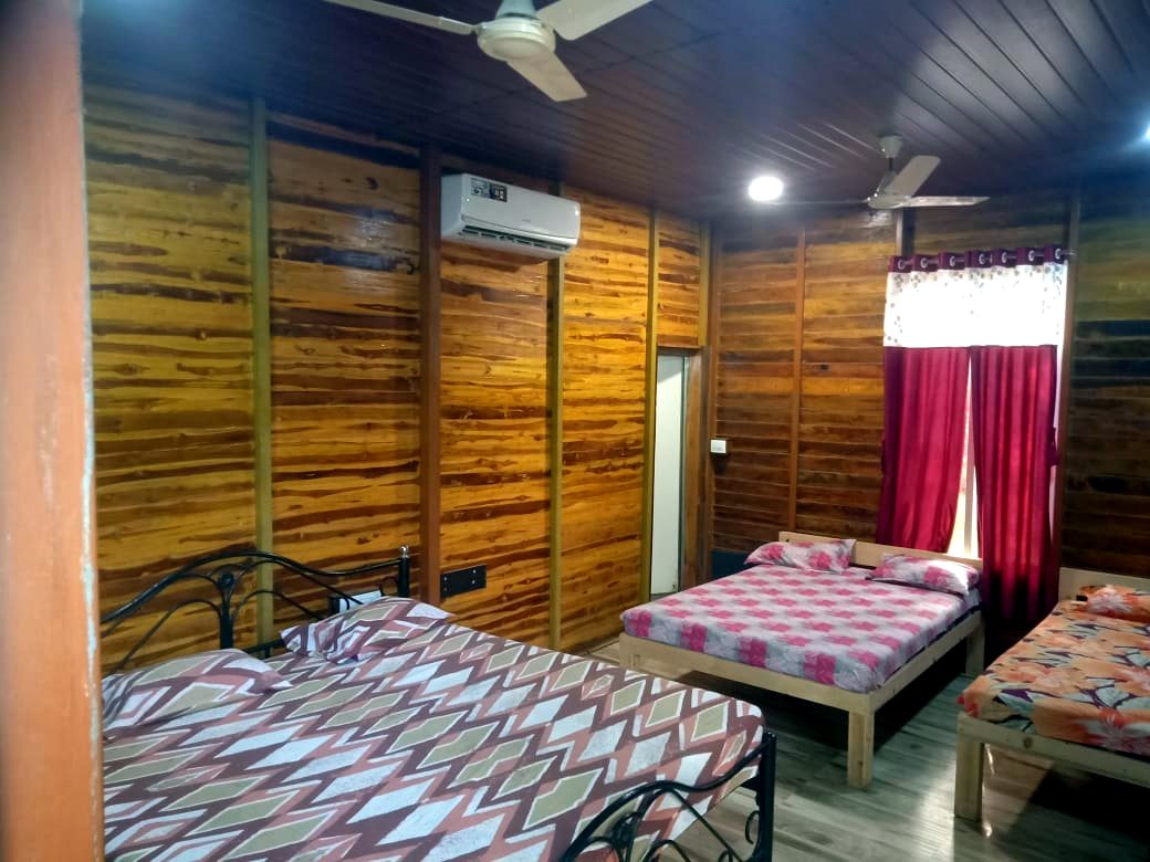 Wooden cottage room interior