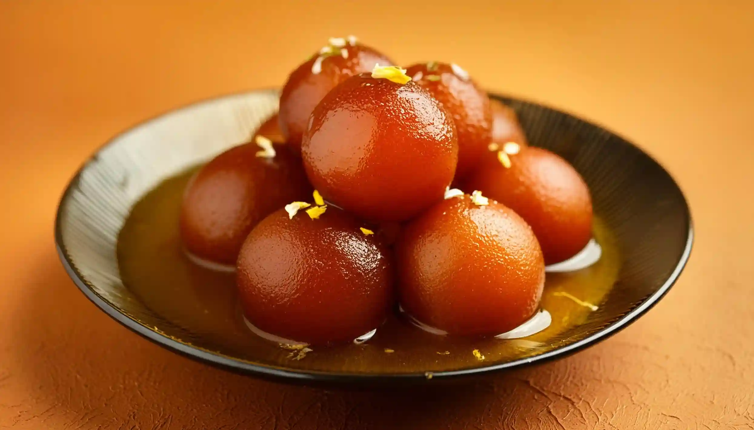 Gulab jamun dessert at dinner